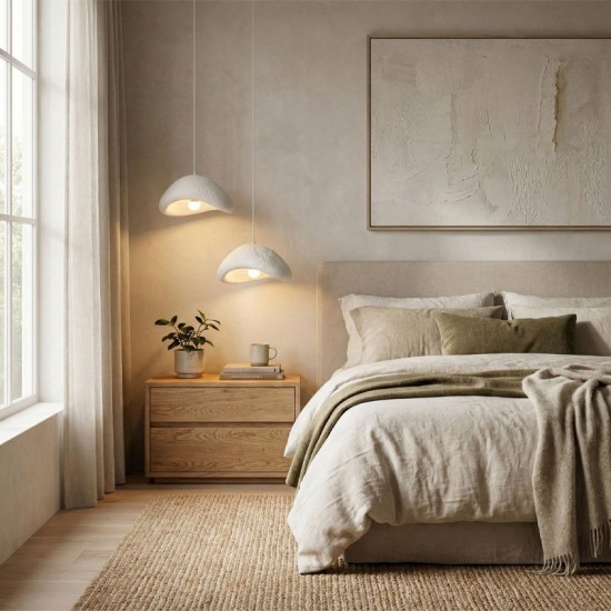 Φωτιστικό οροφής Luna  E27 fiberglass δίφωτο χρώμα λευκό Ø74x115εκ.