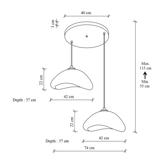 Φωτιστικό οροφής Luna  E27 fiberglass δίφωτο χρώμα λευκό Ø74x115εκ.