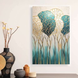 Πίνακας σε καμβά "Golden Leaves"  ψηφιακής εκτύπωσης 70x100x3εκ.