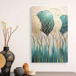 Πίνακας σε καμβά "Golden Leaves"  ψηφιακής εκτύπωσης 70x100x3εκ.