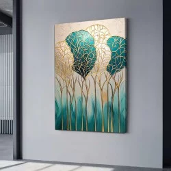 Πίνακας σε καμβά "Golden Leaves"  ψηφιακής εκτύπωσης 70x100x3εκ.