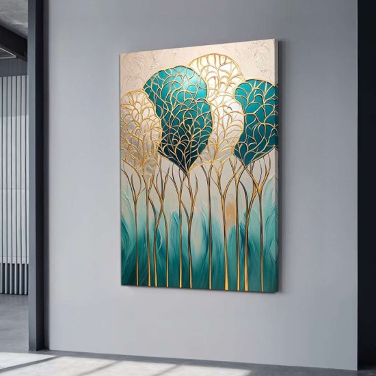 Πίνακας σε καμβά "Golden Leaves"  ψηφιακής εκτύπωσης 70x100x3εκ.