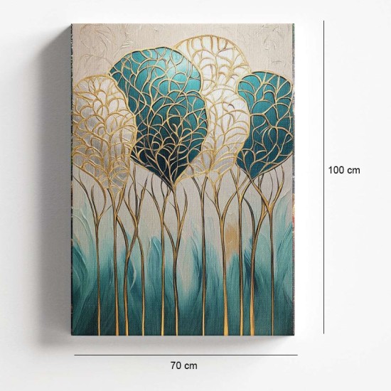 Πίνακας σε καμβά "Golden Leaves"  ψηφιακής εκτύπωσης 70x100x3εκ.