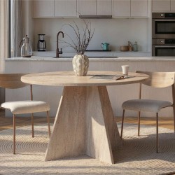 Τραπέζι Virela  χρώμα travertine Ø120x75εκ.