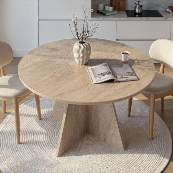 Τραπέζι Virela  χρώμα travertine Ø120x75εκ.