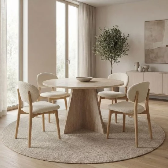 Τραπέζι Virela  χρώμα travertine Ø120x75εκ.