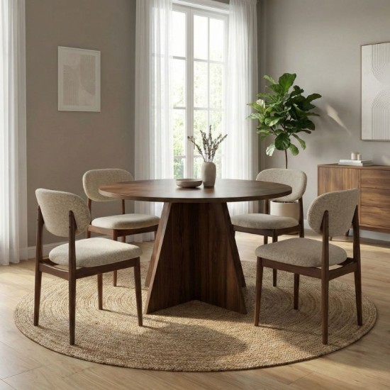 Τραπέζι Virela  χρώμα καρυδί Ø120x75εκ.