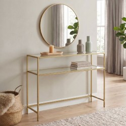 Κονσόλα Elio  μεταλλική - γυάλινη χρώμα χρυσό 90x30x80εκ.