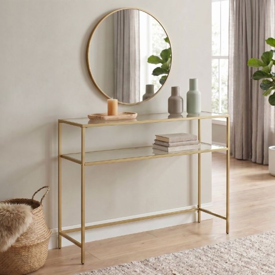 Κονσόλα Elio  μεταλλική - γυάλινη χρώμα χρυσό 90x30x80εκ.