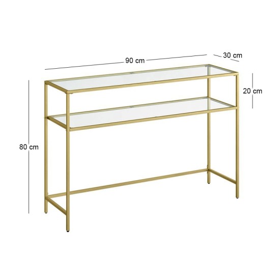 Κονσόλα Elio  μεταλλική - γυάλινη χρώμα χρυσό 90x30x80εκ.