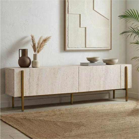 Έπιπλο τηλεόρασης Nexus  χρώμα travertine - χρυσό 180x30x45,5εκ.