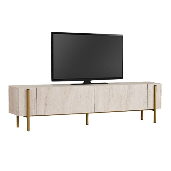 Έπιπλο τηλεόρασης Nexus  χρώμα travertine - χρυσό 180x30x45,5εκ.