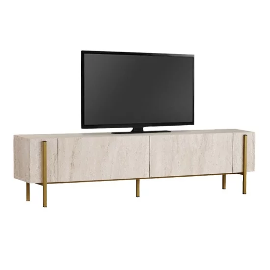 Έπιπλο τηλεόρασης Nexus  χρώμα travertine - χρυσό 180x30x45,5εκ.
