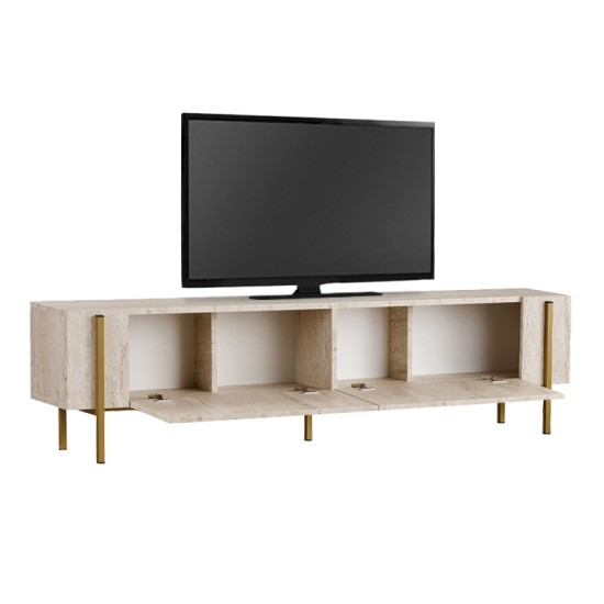 Έπιπλο τηλεόρασης Nexus  χρώμα travertine - χρυσό 180x30x45,5εκ.