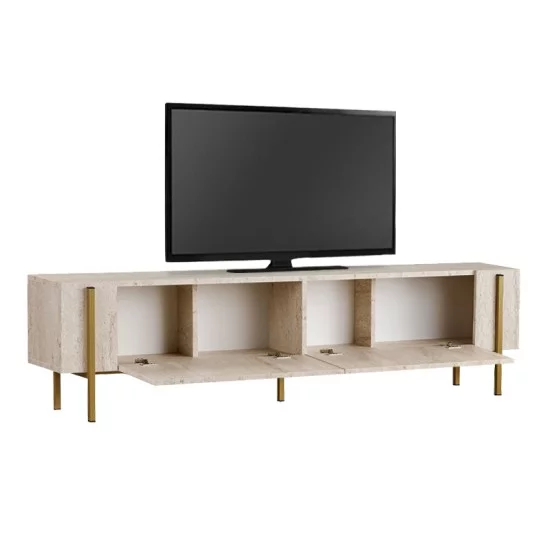 Έπιπλο τηλεόρασης Nexus  χρώμα travertine - χρυσό 180x30x45,5εκ.