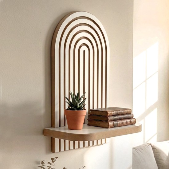 Ραφιέρα τοίχου Artwill  Mdf χρώμα λευκό - oak 26x13x35εκ.