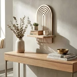 Ραφιέρα τοίχου Artwill  Mdf χρώμα λευκό - oak 26x13x35εκ.
