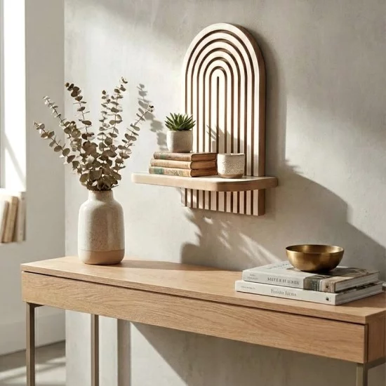 Ραφιέρα τοίχου Artwill  Mdf χρώμα λευκό - oak 26x13x35εκ.