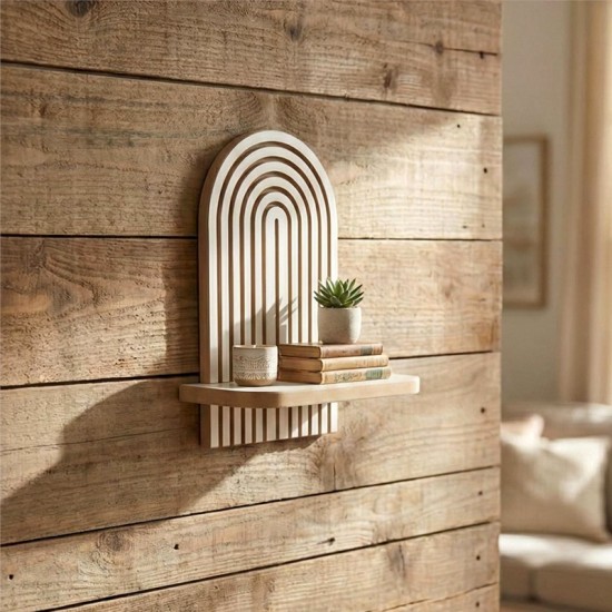 Ραφιέρα τοίχου Artwill  Mdf χρώμα λευκό - oak 26x13x35εκ.