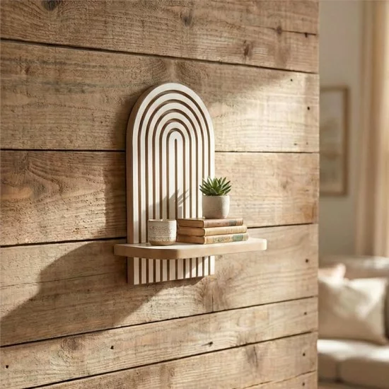 Ραφιέρα τοίχου Artwill  Mdf χρώμα λευκό - oak 26x13x35εκ.