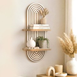 Ραφιέρα τοίχου Artwill  Mdf χρώμα λευκό - oak 26x13x70εκ.