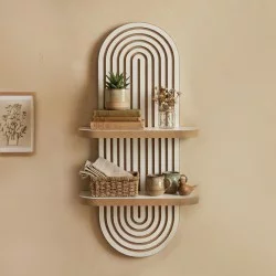 Ραφιέρα τοίχου Artwill  Mdf χρώμα λευκό - oak 26x13x70εκ.