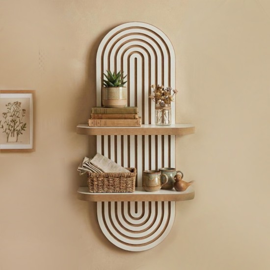 Ραφιέρα τοίχου Artwill  Mdf χρώμα λευκό - oak 26x13x70εκ.