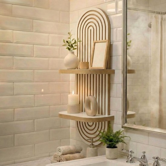 Ραφιέρα τοίχου Artwill  Mdf χρώμα λευκό - oak 26x13x70εκ.