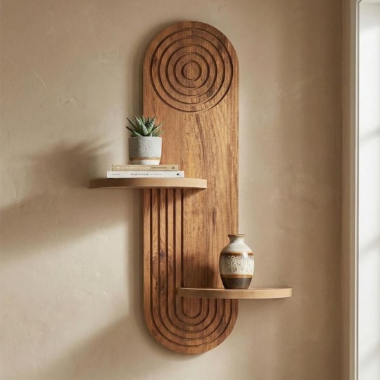 Ραφιέρα τοίχου Artwill  Mdf χρώμα oak 46x13x70εκ.