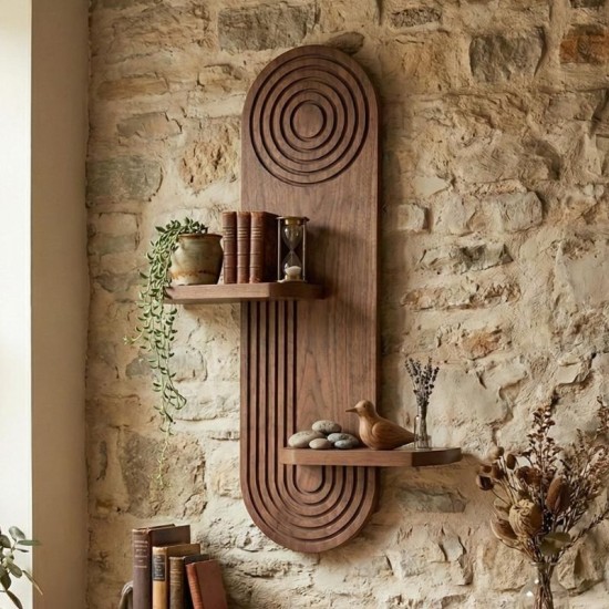 Ραφιέρα τοίχου Artwill  Mdf χρώμα wenge 46x13x70εκ.