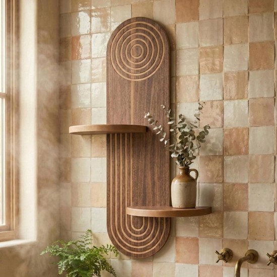 Ραφιέρα τοίχου Artwill  Mdf χρώμα wenge 46x13x70εκ.