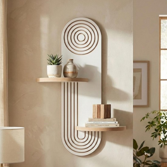 Ραφιέρα τοίχου Artwill  Mdf χρώμα λευκό - oak 46x13x70εκ.