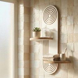 Ραφιέρα τοίχου Artwill  Mdf χρώμα λευκό - oak 46x13x70εκ.