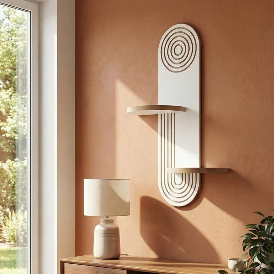 Ραφιέρα τοίχου Artwill  Mdf χρώμα λευκό - oak 46x13x70εκ.