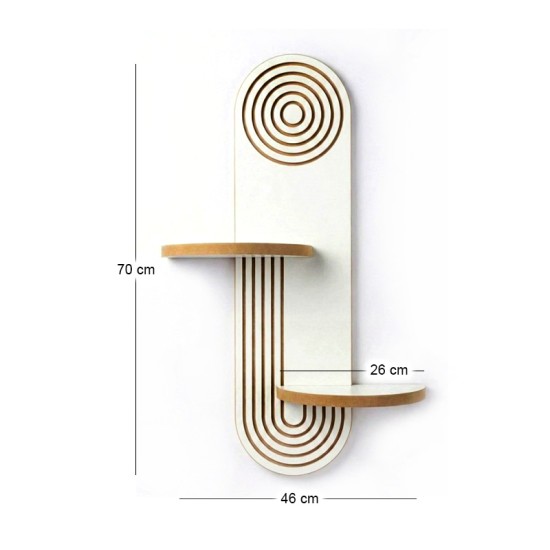 Ραφιέρα τοίχου Artwill  Mdf χρώμα λευκό - oak 46x13x70εκ.