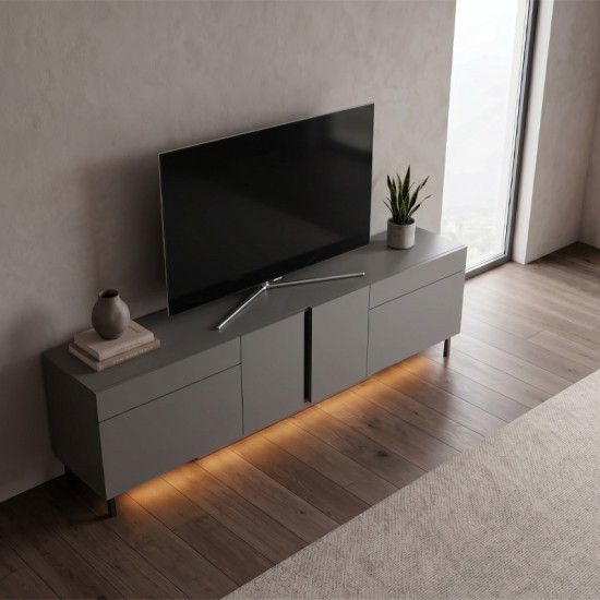 Έπιπλο τηλεόρασης Arlen  με Led Rgb χρώμα ανθρακί 180x32x50εκ.