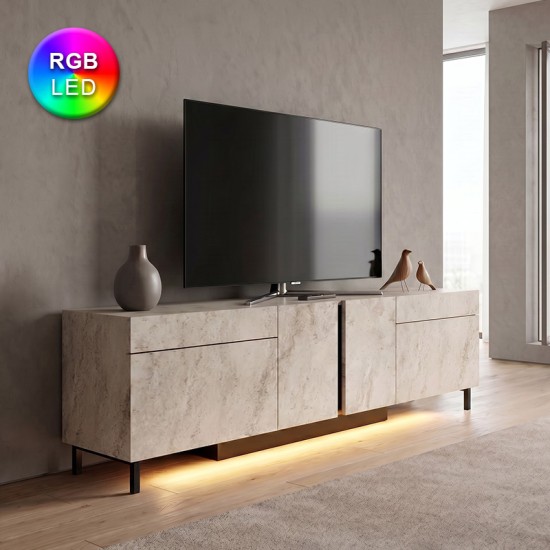 Έπιπλο τηλεόρασης Arlen  με Led Rgb χρώμα travertine 180x32x50εκ.