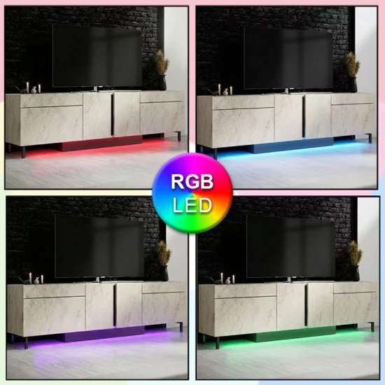 Έπιπλο τηλεόρασης Arlen  με Led Rgb χρώμα travertine 180x32x50εκ.
