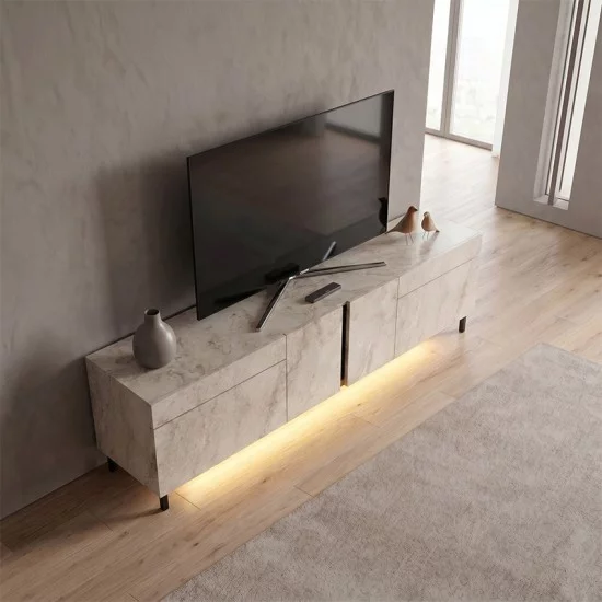 Έπιπλο τηλεόρασης Arlen  με Led Rgb χρώμα travertine 180x32x50εκ.