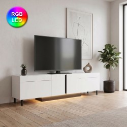 Έπιπλο τηλεόρασης Arlen  με Led Rgb χρώμα λευκό 180x32x50εκ.