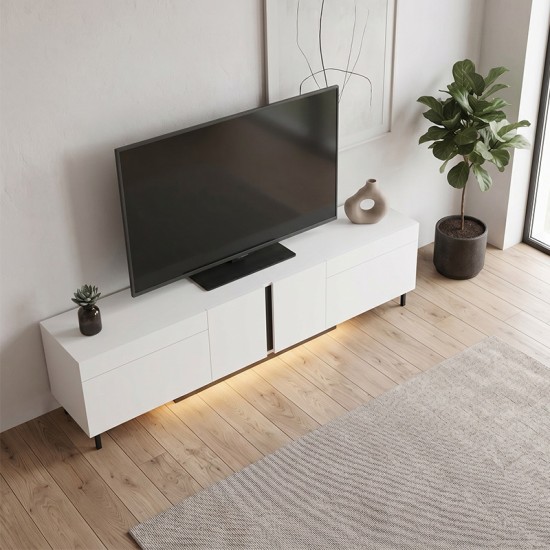 Έπιπλο τηλεόρασης Arlen  με Led Rgb χρώμα λευκό 180x32x50εκ.