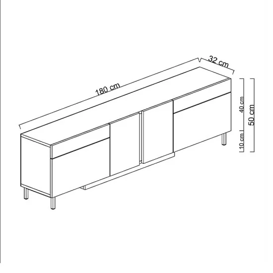 Έπιπλο τηλεόρασης Arlen  με Led Rgb χρώμα λευκό 180x32x50εκ.