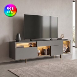 Έπιπλο τηλεόρασης Norm  με Led Rgb χρώμα ανθρακί - χρυσό 180x32x55εκ.