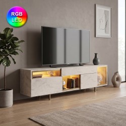 Έπιπλο τηλεόρασης Norm  με Led Rgb χρώμα travertine - χρυσό 180x32x55εκ.