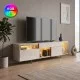 Έπιπλο τηλεόρασης Norm  με Led Rgb χρώμα travertine - χρυσό 180x32x55εκ.