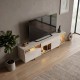 Έπιπλο τηλεόρασης Norm  με Led Rgb χρώμα travertine - χρυσό 180x32x55εκ.