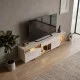 Έπιπλο τηλεόρασης Norm  με Led Rgb χρώμα travertine - χρυσό 180x32x55εκ.