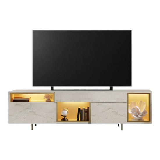 Έπιπλο τηλεόρασης Norm  με Led Rgb χρώμα travertine - χρυσό 180x32x55εκ.