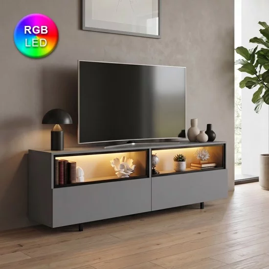 Έπιπλο τηλεόρασης Eco  με Led Rgb χρώμα ανθρακί 180x32x67εκ.