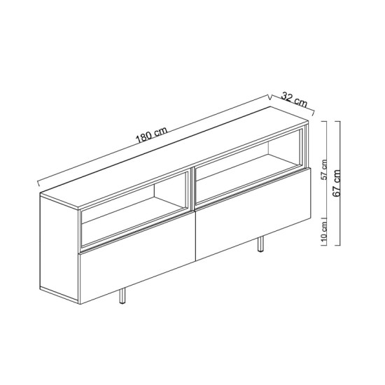Έπιπλο τηλεόρασης Eco  με Led Rgb χρώμα ανθρακί 180x32x67εκ.